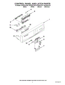 02 - Control Panel And Latch Parts parts for Whirlpool Dishwasher DU1030XTXB2 from AppliancePartsPros.com