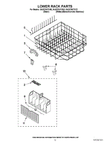 10 - Lower Rack Parts parts for Whirlpool Dishwasher GU2275XTVY2 from AppliancePartsPros.com