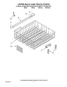 09 - Upper Rack And Track Parts parts for Whirlpool Dishwasher DU1300XTVS2 from AppliancePartsPros.com