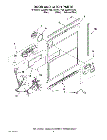 03 - Door And Latch Parts parts for Whirlpool Dishwasher GU3600XTVQ2 from AppliancePartsPros.com