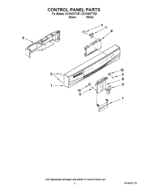 02 - Control Panel Parts parts for Whirlpool Dishwasher DU1345XTVB1 from AppliancePartsPros.com