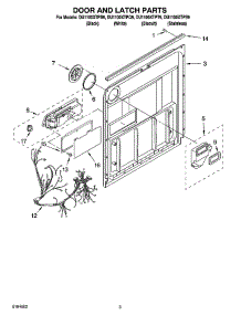 03 - Door And Latch Parts parts for Whirlpool Dishwasher DU1100XTPB9 from AppliancePartsPros.com
