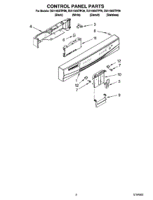 02 - Control Panel Parts parts for Whirlpool Dishwasher DU1100XTPS9 from AppliancePartsPros.com