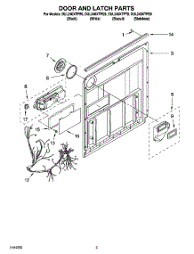 03 - Door And Latch Parts parts for Whirlpool Dishwasher DUL240XTPS9 from AppliancePartsPros.com