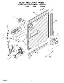 03 - Door And Latch Parts parts for Whirlpool Dishwasher GU3200XTSQ1 from AppliancePartsPros.com