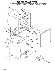07 - Tub And Frame Parts parts for Whirlpool Dishwasher GU2700XTSY1 from AppliancePartsPros.com