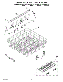 09 - Upper Rack And Track Parts parts for Whirlpool Dishwasher GU2451XTST1 from AppliancePartsPros.com