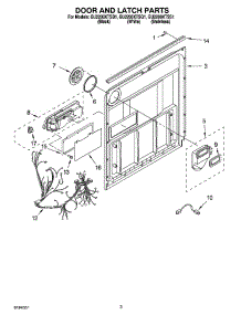 03 - Door And Latch Parts parts for Whirlpool Dishwasher GU2200XTSB1 from AppliancePartsPros.com