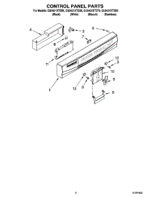 02 - Control Panel Parts parts for Whirlpool Dishwasher GU2451XTSS0 from AppliancePartsPros.com
