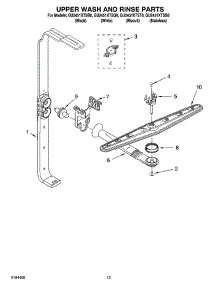 10 - Upper Wash And Rinse Parts parts for Whirlpool Dishwasher GU2451XTSQ0 from AppliancePartsPros.com