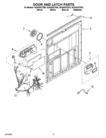 03 - Door And Latch Parts parts for Whirlpool Dishwasher GU2455XTSQ0 from AppliancePartsPros.com