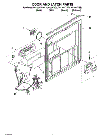 03 - Door And Latch Parts parts for Whirlpool Dishwasher DU1200XTST0 from AppliancePartsPros.com