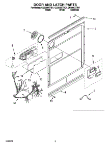 03 - Door And Latch Parts parts for Whirlpool Dishwasher GU3600XTRB1 from AppliancePartsPros.com