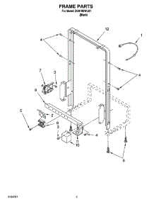 04 - Frame Parts parts for Whirlpool Dishwasher DU018DWLB1 from AppliancePartsPros.com