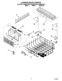 11 - Lower Rack Parts parts for Whirlpool Dishwasher GU3600XTRQ0 from AppliancePartsPros.com