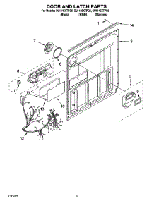 03 - Door And Latch Parts parts for Whirlpool Dishwasher DU1145XTPB6 from AppliancePartsPros.com