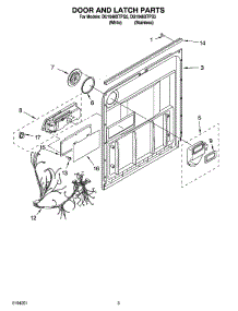 03 - Door And Latch Parts parts for Whirlpool Dishwasher DU1048XTPQ3 from AppliancePartsPros.com