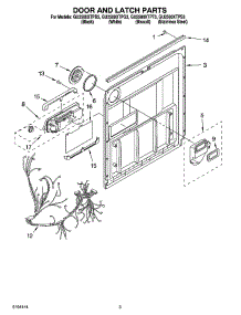 03 - Door And Latch Parts parts for Whirlpool Dishwasher GU2500XTPB3 from AppliancePartsPros.com