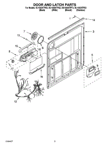 03 - Door And Latch Parts parts for Whirlpool Dishwasher DU1050XTPB3 from AppliancePartsPros.com