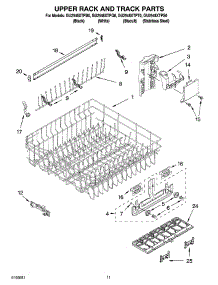 09 - Upper Rack And Track Parts parts for Whirlpool Dishwasher GU2548XTPB0 from AppliancePartsPros.com