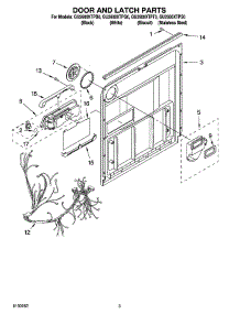 03 - Door And Latch Parts parts for Whirlpool Dishwasher GU2600XTPB0 from AppliancePartsPros.com
