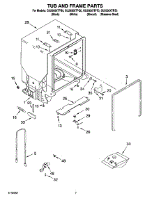 07 - Tub And Frame Parts parts for Whirlpool Dishwasher GU2600XTPQ0 from AppliancePartsPros.com