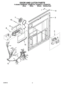 03 - Door And Latch Parts parts for Whirlpool Dishwasher GU2500XTPT1 from AppliancePartsPros.com