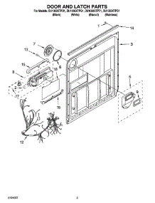 03 - Door And Latch Parts parts for Whirlpool Dishwasher DU1050XTPS1 from AppliancePartsPros.com