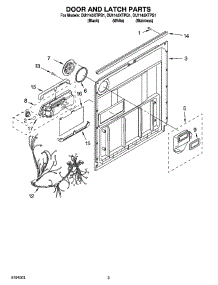 03 - Door And Latch Parts parts for Whirlpool Dishwasher DU1145XTPS1 from AppliancePartsPros.com