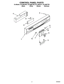 02 - Control Panel Parts parts for Whirlpool Dishwasher DU1100XTPB1 from AppliancePartsPros.com