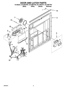 03 - Door And Latch Parts parts for Whirlpool Dishwasher DU1100XTPB1 from AppliancePartsPros.com