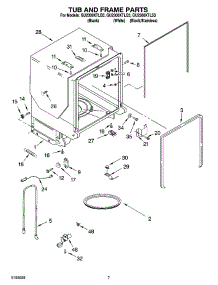 07 - Tub And Frame Parts parts for Whirlpool Dishwasher GU2300XTLQ3 from AppliancePartsPros.com