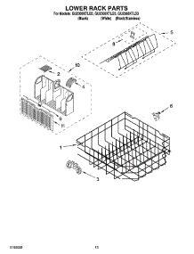 11 - Lower Rack Parts parts for Whirlpool Dishwasher GU2300XTLQ3 from AppliancePartsPros.com