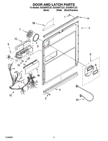 03 - Door And Latch Parts parts for Whirlpool Dishwasher GU2300XTLS3 from AppliancePartsPros.com