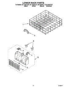 11 - Lower Rack Parts parts for Whirlpool Dishwasher GU1100XTLS1 from AppliancePartsPros.com