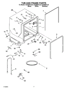 07 - Tub And Frame Parts parts for Whirlpool Dishwasher GU2300XTLS2 from AppliancePartsPros.com