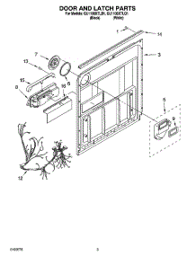 03 - Door And Latch Parts parts for Whirlpool Dishwasher GU1108XTLQ1 from AppliancePartsPros.com