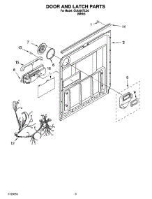 03 - Door And Latch Parts parts for Whirlpool Dishwasher GU630XTLQ0 from AppliancePartsPros.com