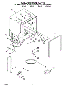 07 - Tub And Frame Parts parts for Whirlpool Dishwasher GU1100XTLQ0 from AppliancePartsPros.com