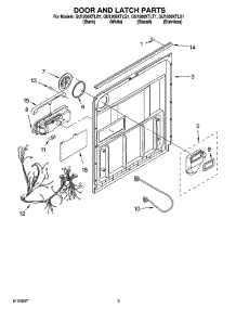 03 - Door And Latch Parts parts for Whirlpool Dishwasher GU1200XTLQ1 from AppliancePartsPros.com