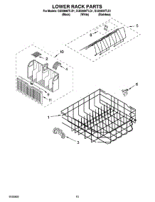 11 - Lower Rack Parts parts for Whirlpool Dishwasher GU2300XTLQ1 from AppliancePartsPros.com