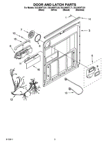 03 - Door And Latch Parts parts for Whirlpool Dishwasher DUL300XTLS1 from AppliancePartsPros.com