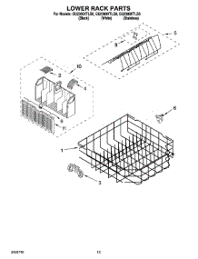 11 - Lower Rack Parts parts for Whirlpool Dishwasher GU2300XTLQ0 from AppliancePartsPros.com