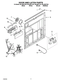 03 - Door And Latch Parts parts for Whirlpool Dishwasher DUL300XTLT0 from AppliancePartsPros.com