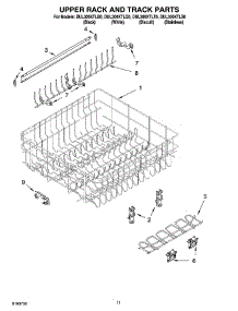 09 - Upper Rack And Track Parts parts for Whirlpool Dishwasher DUL300XTLT0 from AppliancePartsPros.com