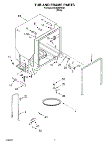 07 - Tub And Frame parts for Whirlpool Dishwasher DU640XTKQ0 from AppliancePartsPros.com