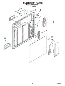 02 - Inner Door parts for Whirlpool Dishwasher DU600PWKQ0 from AppliancePartsPros.com