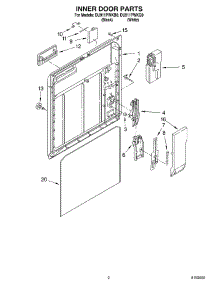 02 - Inner Door parts for Whirlpool Dishwasher DU911PWKQ0 from AppliancePartsPros.com