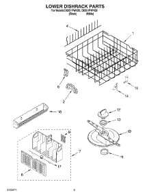 06 - Lower Dishrack parts for Whirlpool Dishwasher DU951PWKQ0 from AppliancePartsPros.com