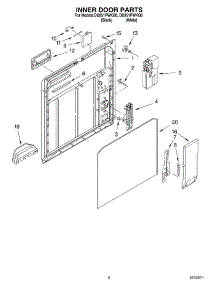 02 - Inner Door parts for Whirlpool Dishwasher DU951PWKB0 from AppliancePartsPros.com